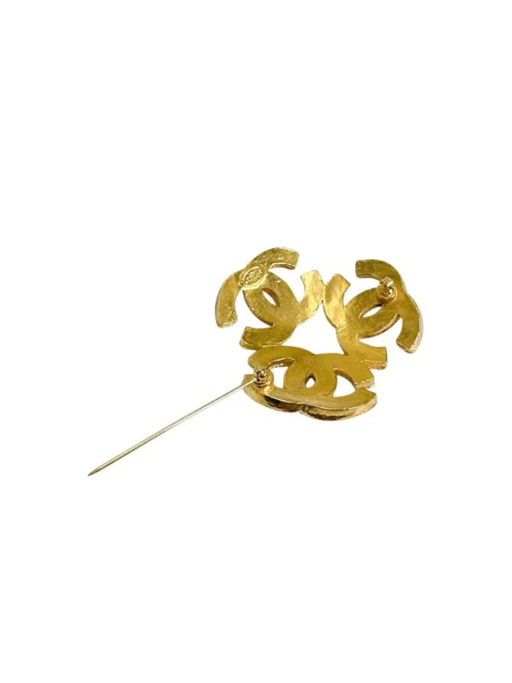 Chanel Triple CC Logo Corsage Gold Brooch